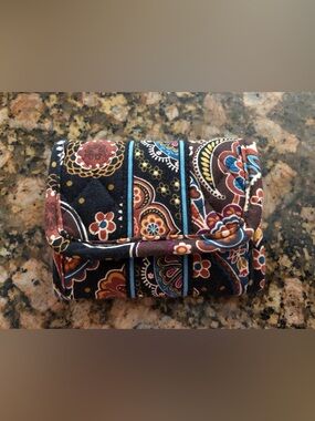 Vera Bradley Quilted Floral Paisley Foldover Wallet - Navy Multi new condition.